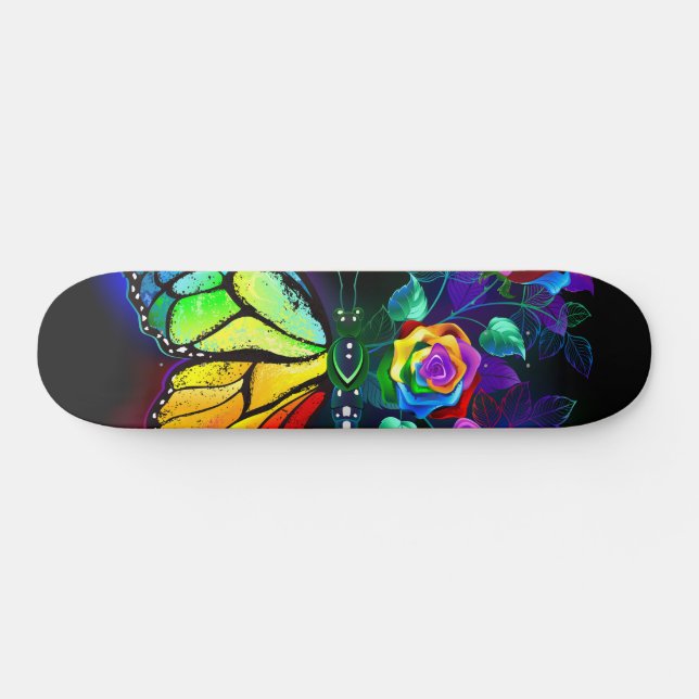 Skateboard Mariposa florida arcoiris (Horz)