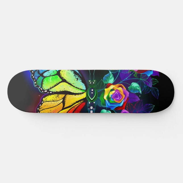 Skateboard Mariposa florida arcoiris (Horz)