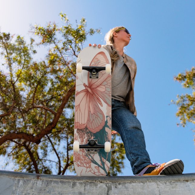 Skateboard Mariposa Vintage en Flor (Exterior 1)