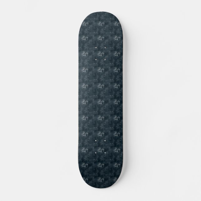 Skateboard Mariposas antiguas en azul oscuro (Anverso)