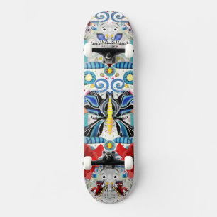 Skateboard Mariposas azules Insectos agitadores retro cachorr