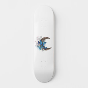 Skateboard Mariposas azules sobre la media luna de madera