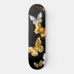 Skateboard Mariposas doradas y blancas