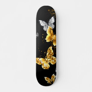 Skateboard Mariposas doradas y blancas