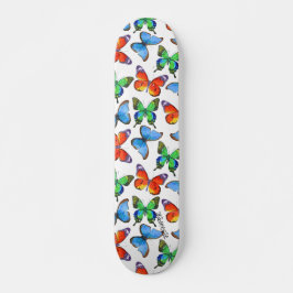 Skateboard Mariposas en blanco y nombre o texto