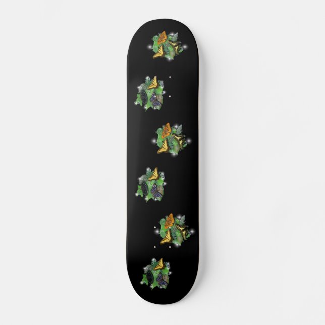 Skateboard Mariposas en hojas (Anverso)