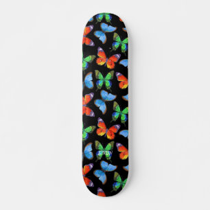 Skateboard Mariposas en negro y nombre o texto