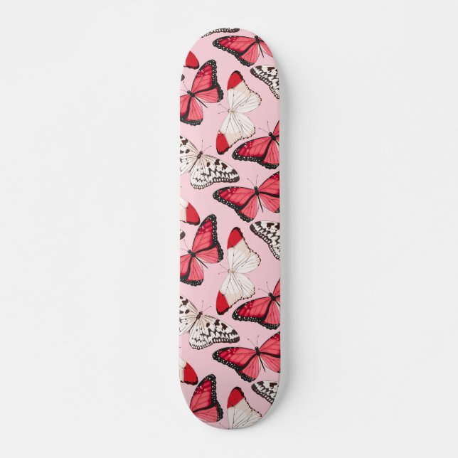 Skateboard Mariposas Naturaleza moderna Girly rosa (Anverso )