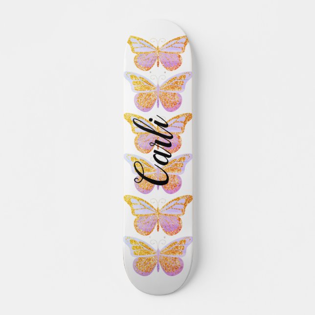 Skateboard Mariposas Purple Gold Personalizadas (Anverso )