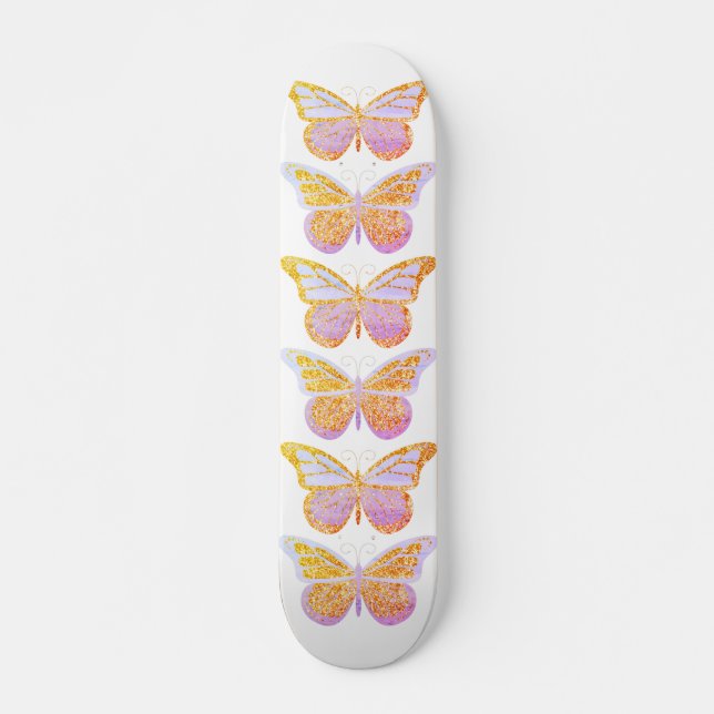 Skateboard Mariposas Purple Gold Sparkle (Anverso )