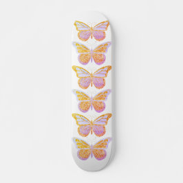 Skateboard Mariposas Purpura Dorado Brillante