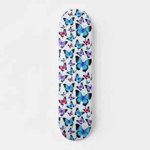 Skateboard Mariposas Rosa Azuladas Femeninas Caprichosas