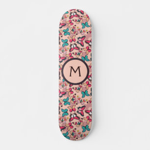 Skateboard Mariposas Rosa Azuladas Femeninas Caprichosas
