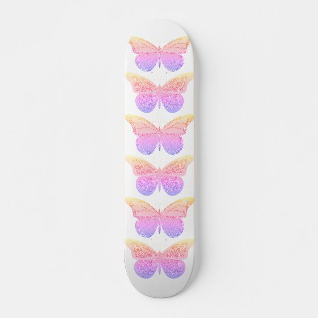 Skateboard Mariposas rosadas púrpuras (Anverso )