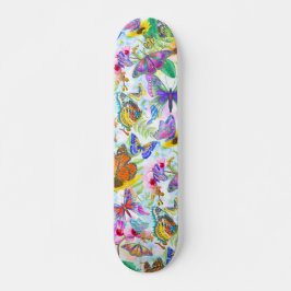 Skateboard Mariposas y flores de colores