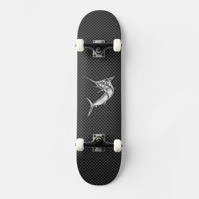 Skateboard Marlin de estilo cromado en fibra de carbono (Anverso)