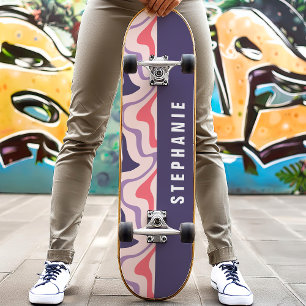 Skateboard Mármol Abstracto Moderno Retro Remolino Púrpura Ro