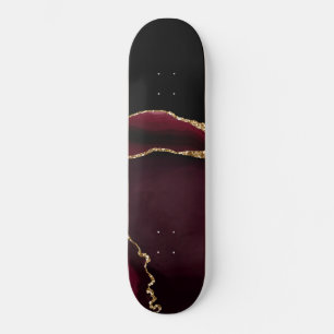 Skateboard Mármol Agata Chic Negro Púrpura Brillo Dorado