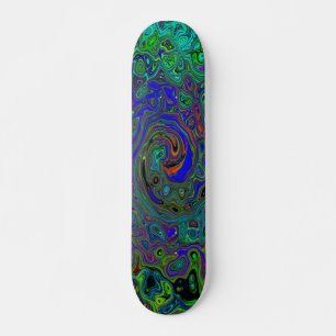 Skateboard Mármol Azul y Remolino Retro Abstracto de Aguamari