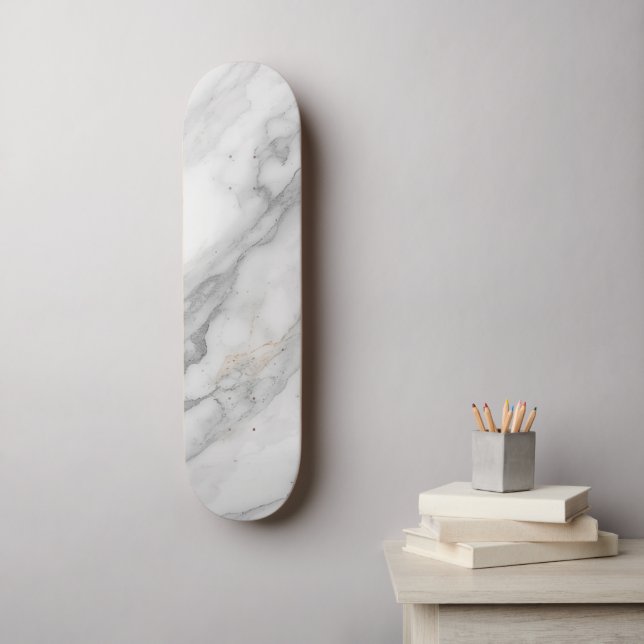 Skateboard Mármol Blanco (Arte de la pared)