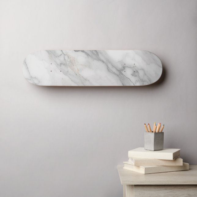 Skateboard Mármol Blanco (Arte de pared (horz))