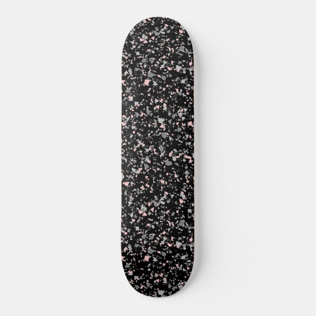Skateboard Mármol chips piedras formas piezas abstractas text (Anverso)