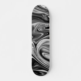 Skateboard Mármol elegante 7 - Blanco y negro líquido