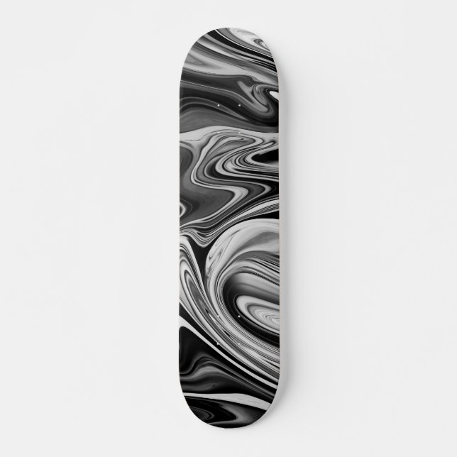 Skateboard Mármol elegante 7 - Blanco y negro líquido (Anverso )