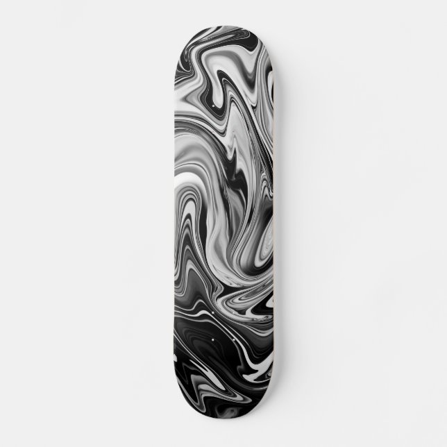 Skateboard Mármol elegante 7 - Blanco y negro líquido (Anverso)