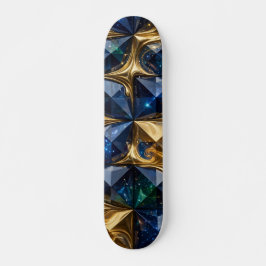 Skateboard Mármol Geométrico Azul Rubí de Lujo