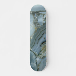 Skateboard Mármol gris azul con vena de oro
