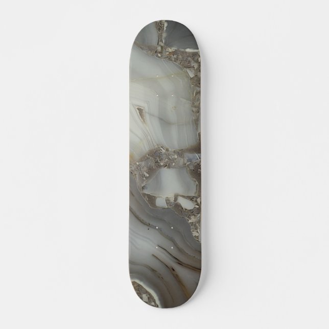 Skateboard Mármol gris con veta dorada (Anverso )