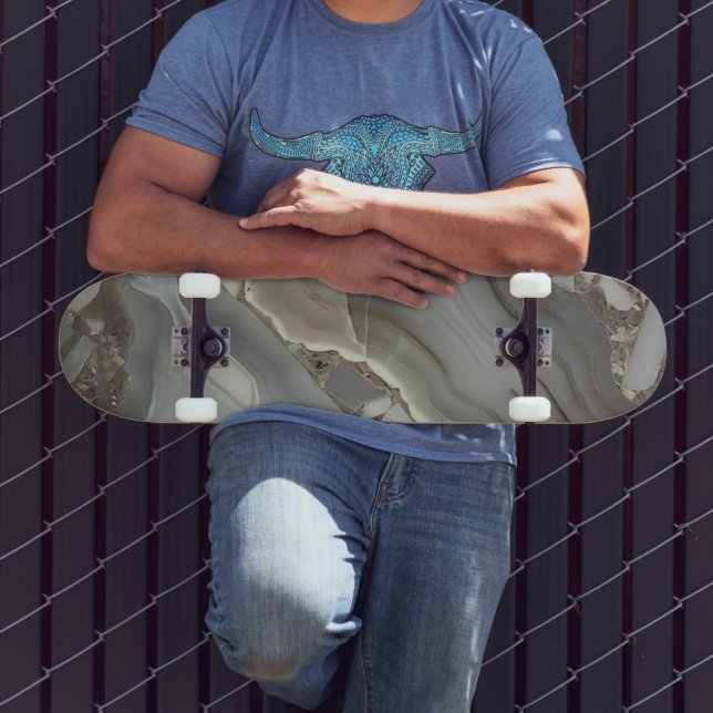 Skateboard Mármol gris oscuro con veta dorada (Exterior 3)