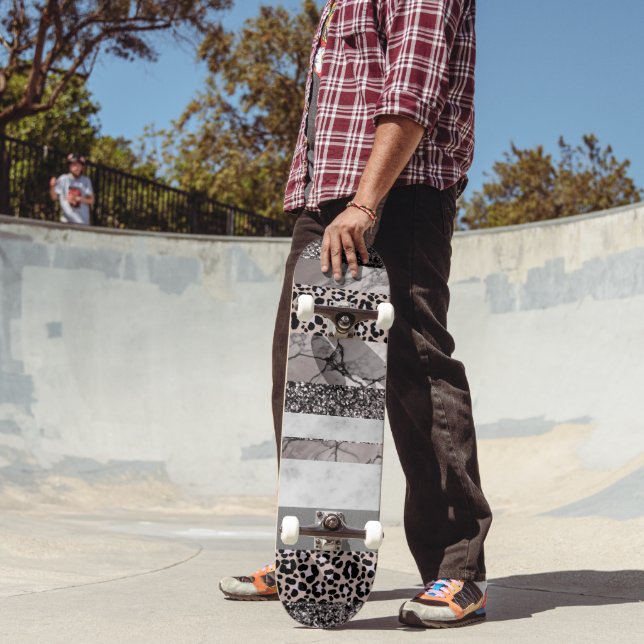 Skateboard Mármol Leopardo Brillo Rayas Glam 1 (Exterior 2)