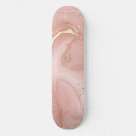 Skateboard Mármol Rosa Rubor Brillo Dorado Patrón Abstracto