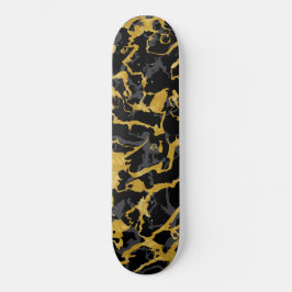 Skateboard Mármol salvaje 8 - Negro y oro, gris