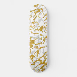 Skateboard Mármol salvaje 9 - Blanco y oro, gris
