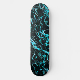 Skateboard Mármol verde azulado y negro,