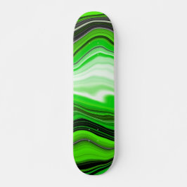 Skateboard Mármol verde y negro como arte fluido a rayas
