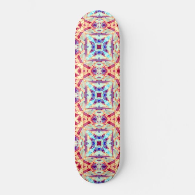 Skateboard Marroquí geométrico rojo turquesa morado (Anverso)