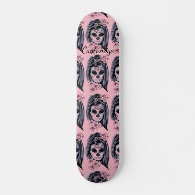 Skateboard Máscara de carnaval bonito cráneo de mujer Thunder (Anverso )