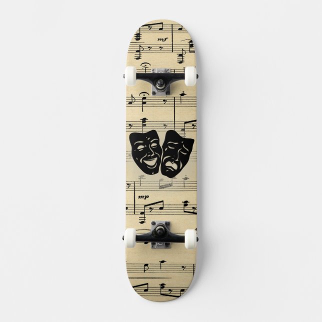 Skateboard Máscaras de teatro y música antigua (Anverso)