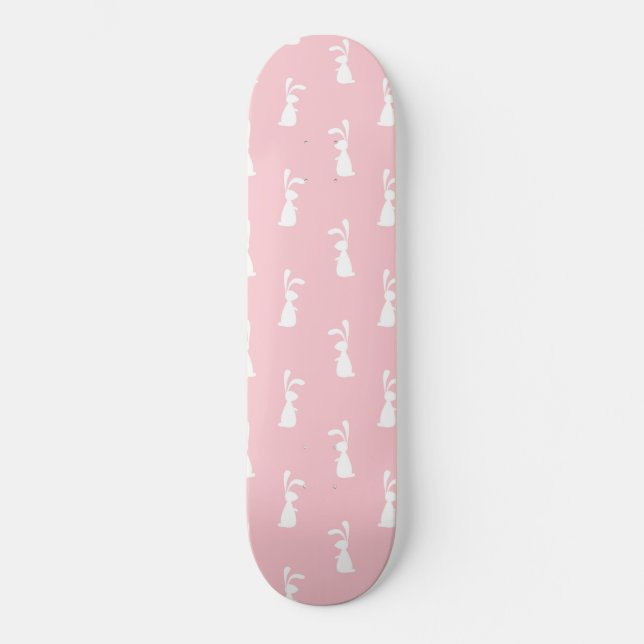 Skateboard Mascota de fondo rosado del patrón de conejito col (Anverso)
