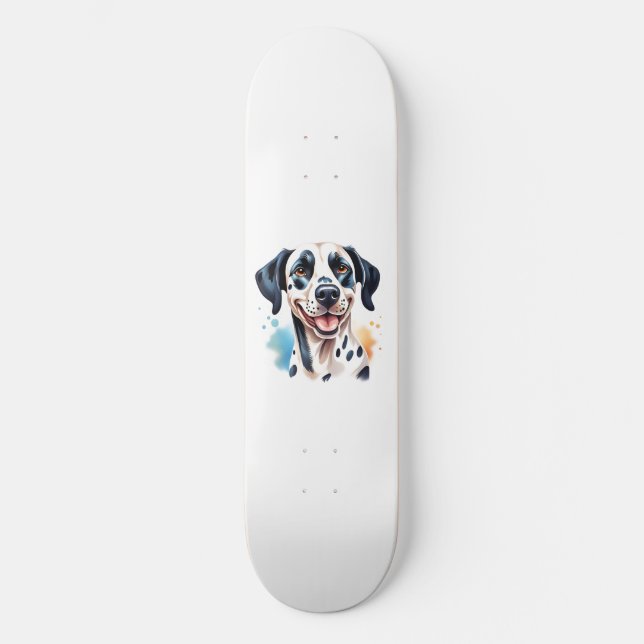 Skateboard Mascota de perro de Dalmacia feliz (Anverso)