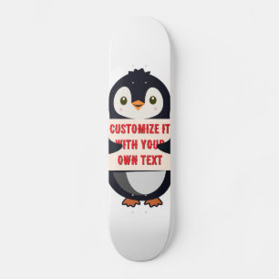 Skateboard Mascota de pingüino sosteniendo un cartel para tex
