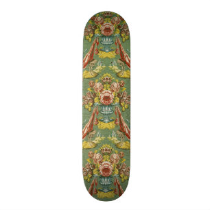 Skateboard Materia textil con un adorno floral de repetición