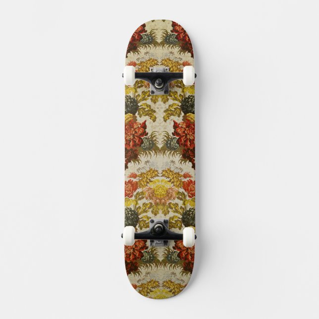 Skateboard Materia textil con un estampado de flores de (Anverso)