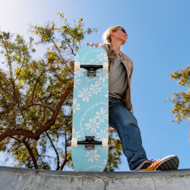 Skateboard Maz Floral Bubbles Polka Dot - Bebé blanco Azul (Exterior 1)