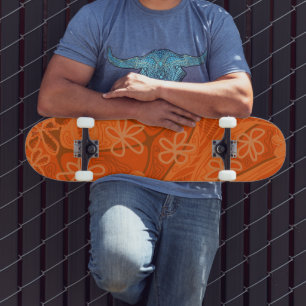 Skateboard Mazipoodles Arte Floral Neuro Creativo Naranja
