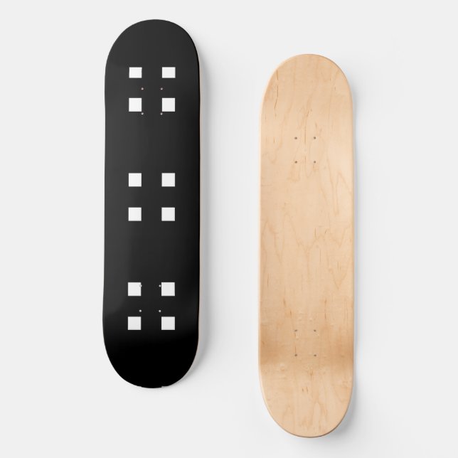 Skateboard Mazipoodles Cuatro Cuadrados - Blanco Negro (Anverso)